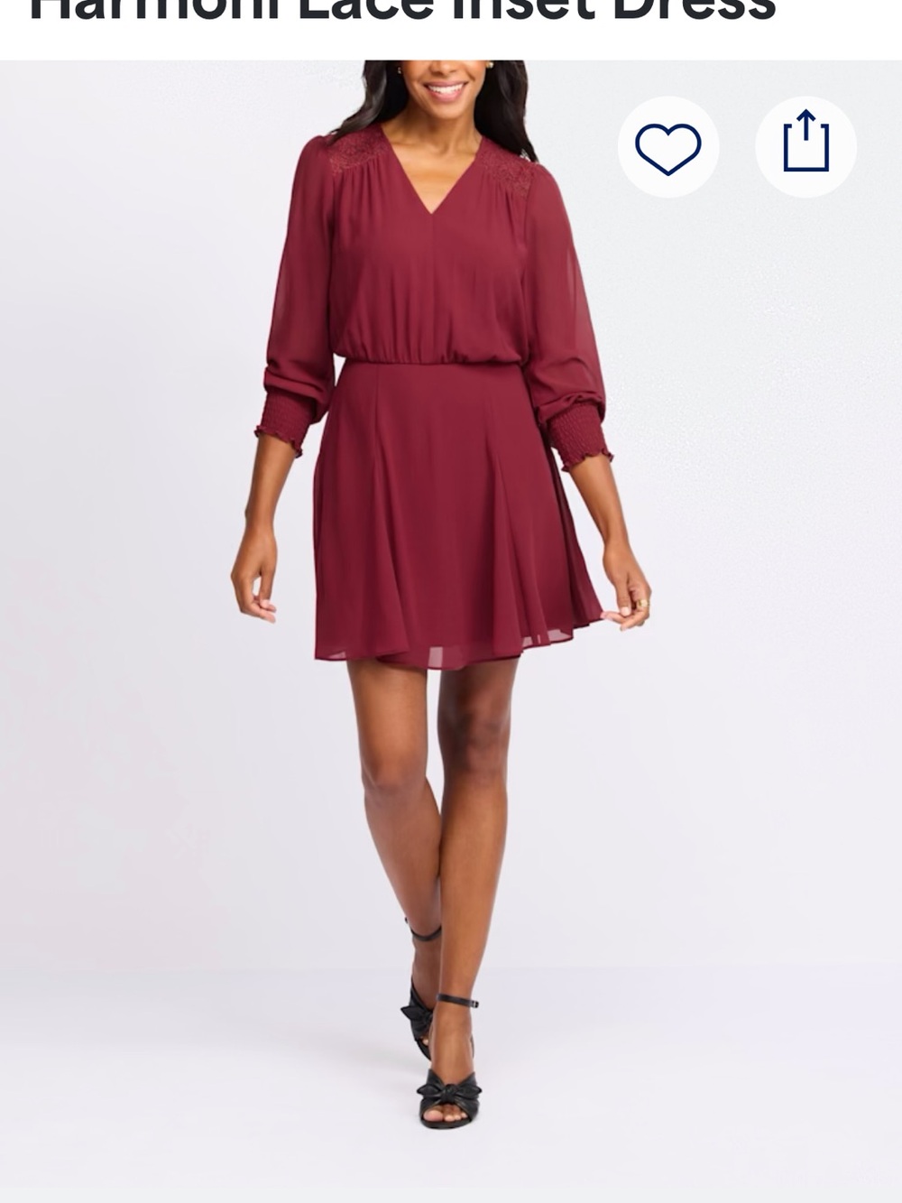 Harmony Lace-Inset Long Sleeve Dress - Wine